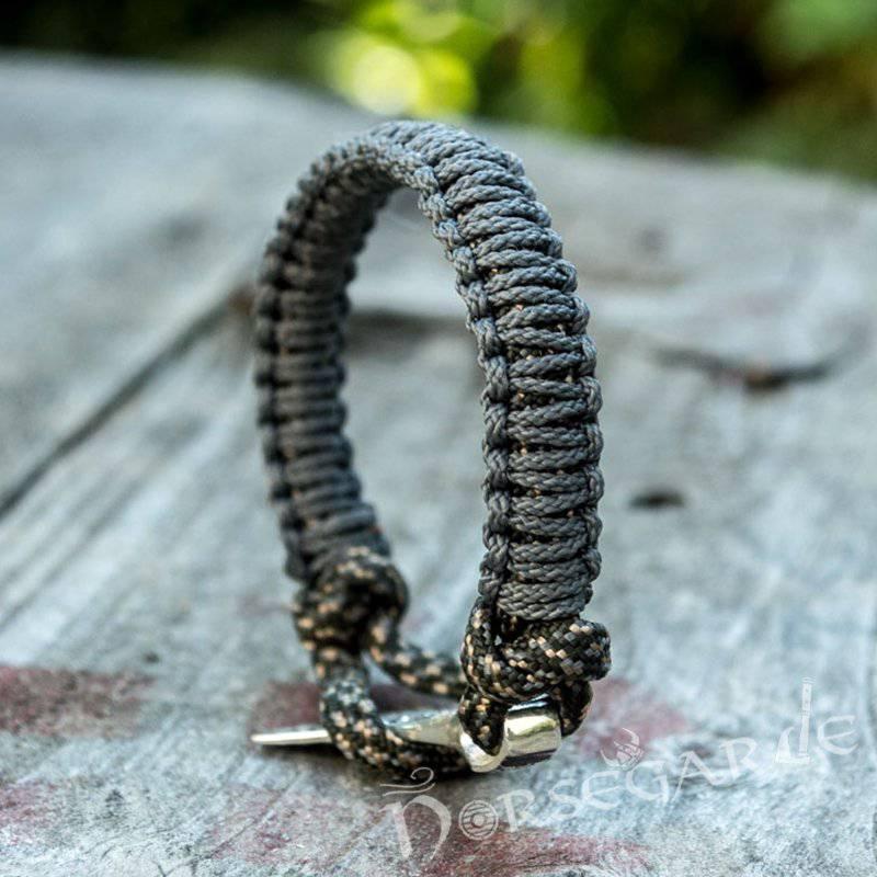 Handcrafted Grey Paracord Bracelet with Axe Head - Sterling Silver - Norsegarde
