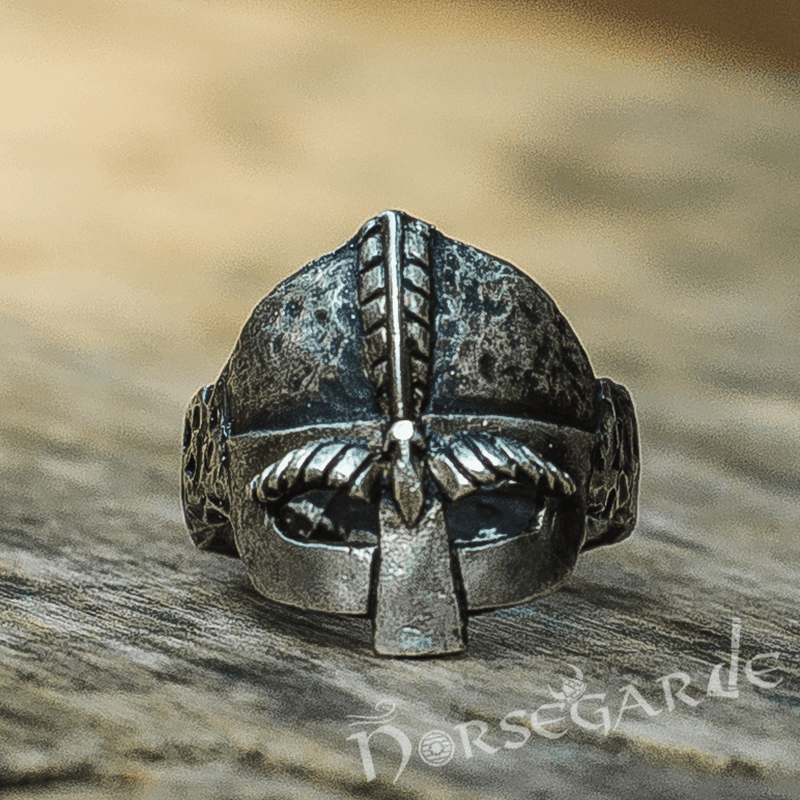 Handcrafted Helm of a Viking Warrior Ring - Sterling Silver - Norsegarde