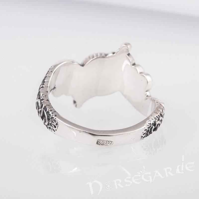 Handcrafted Helm of Awe and Wolves Ring - Sterling Silver - Norsegarde