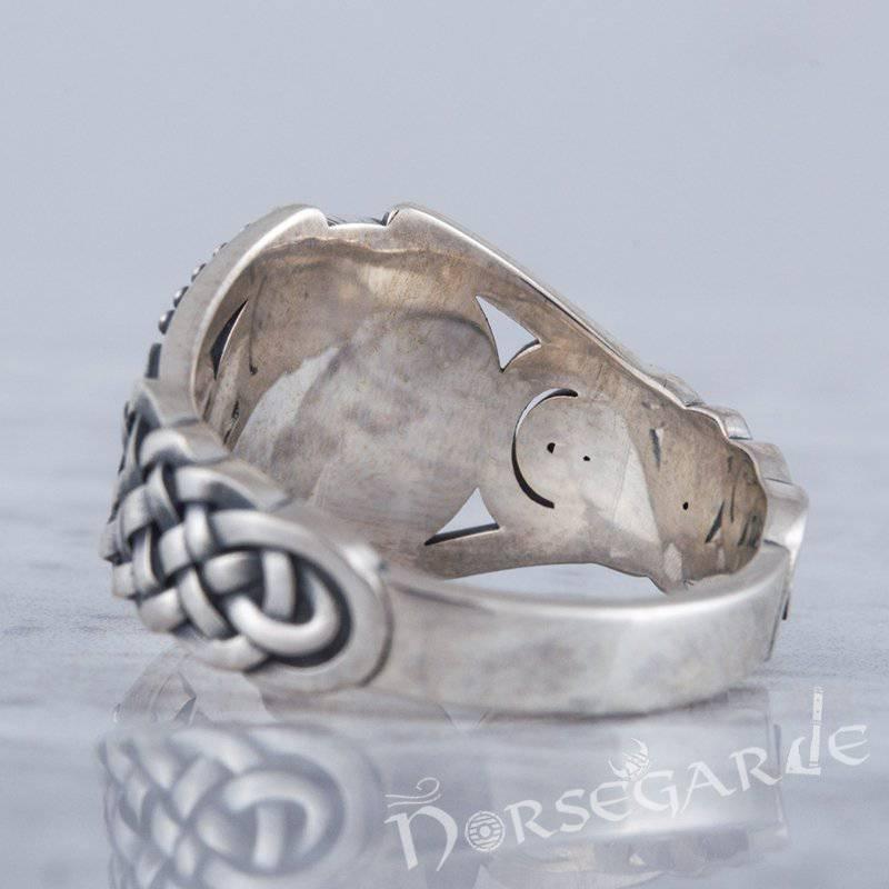 Handcrafted Helm of Awe Braid Ornament Ring - Sterling Silver - Norsegarde