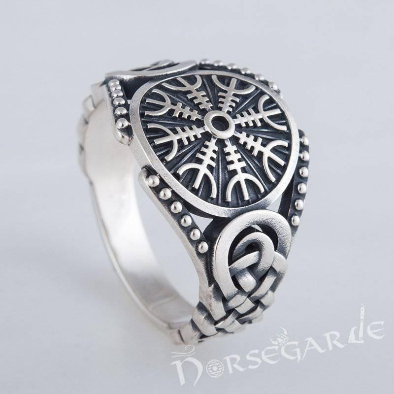 Handcrafted Helm of Awe Braid Ornament Ring - Sterling Silver - Norsegarde