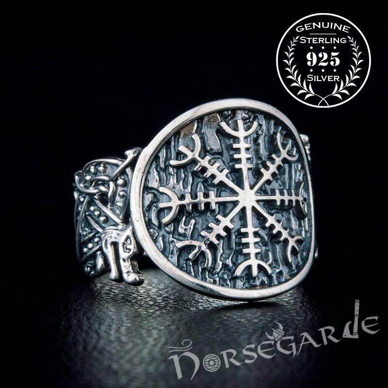 Handcrafted Helm of Awe Jellinge Style Ring - Sterling Silver - Norsegarde