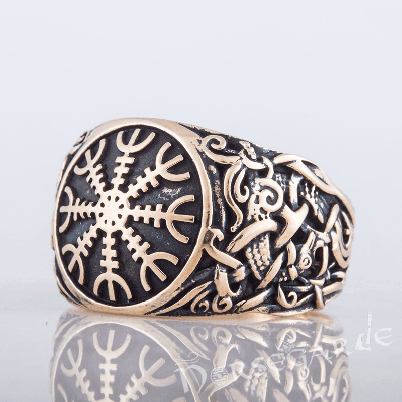 Handcrafted Helm of Awe Mammen Style Ring - Bronze - Norsegarde