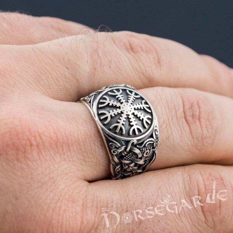 Handcrafted Helm of Awe Mammen Style Ring - Sterling Silver - Norsegarde