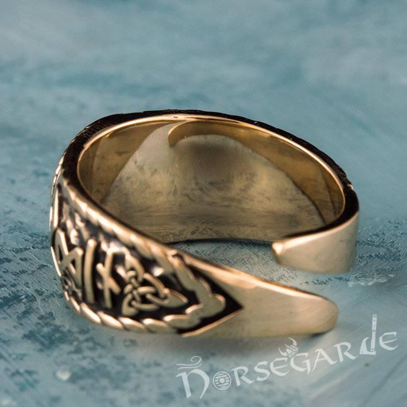 Handcrafted Helm of Awe Runic Signet Ring - Bronze - Norsegarde