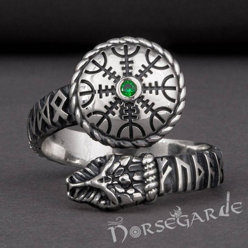 Handcrafted Helm of Awe Serpent Band - Sterling Silver - Norsegarde
