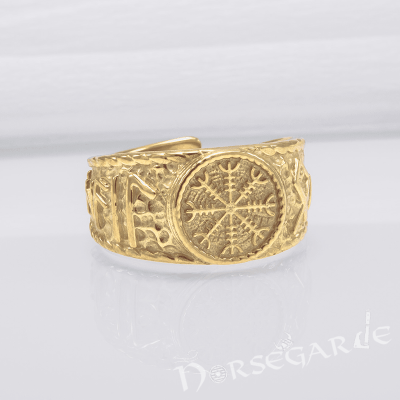 Handcrafted Helm of Awe Signet Ring - Gold - Norsegarde