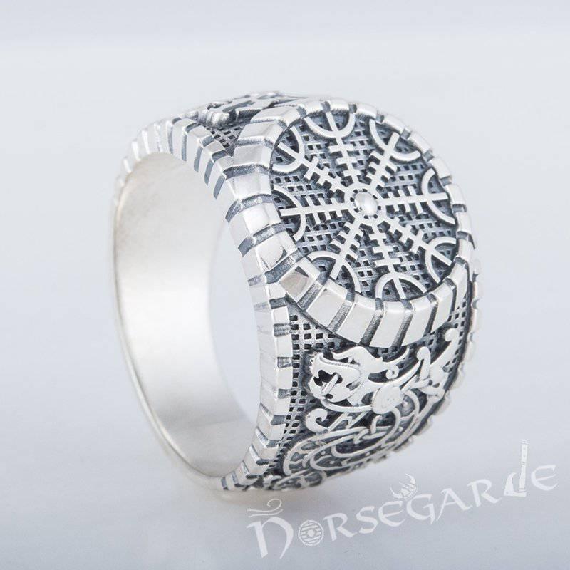 Handcrafted Helm of Awe Viking Ornament Signet Ring - Sterling Silver - Norsegarde
