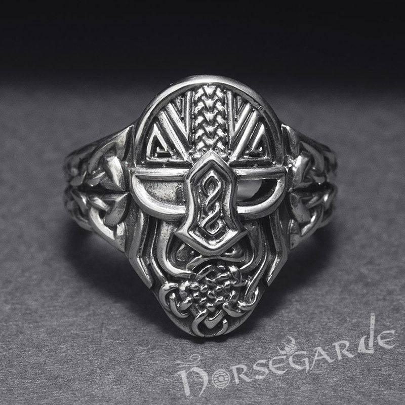 Handcrafted Helm of Odin Ring - Sterling Silver - Norsegarde