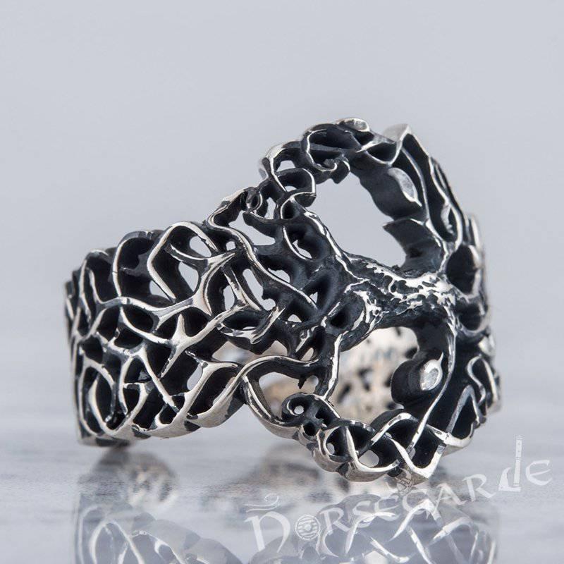Handcrafted Intertwined Yggdrasil Ring - Sterling Silver - Norsegarde
