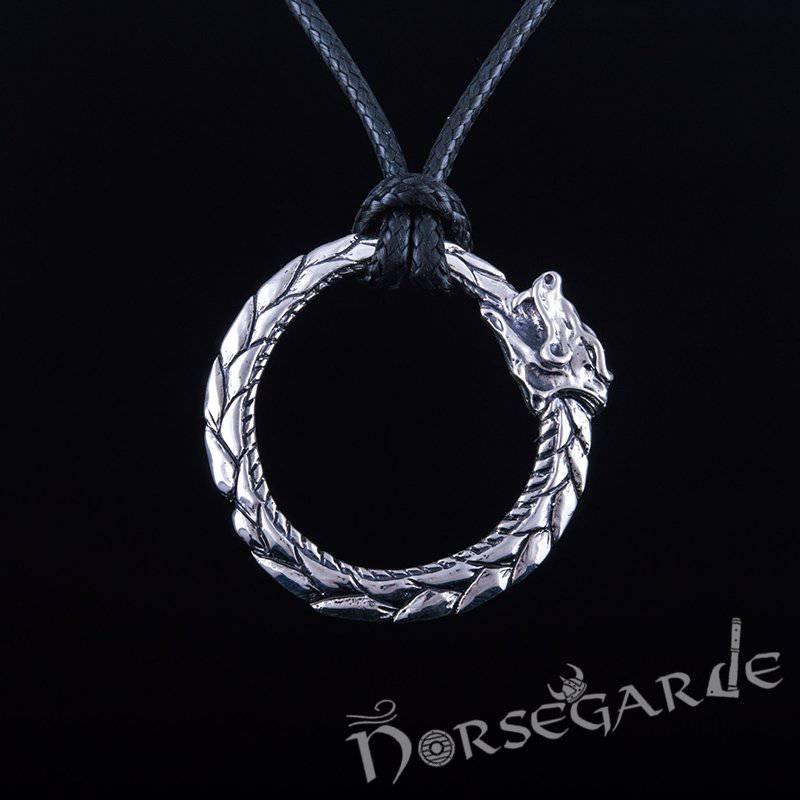 Handcrafted Jormungandr Ouroboros Pendant - Sterling Silver - Norsegarde