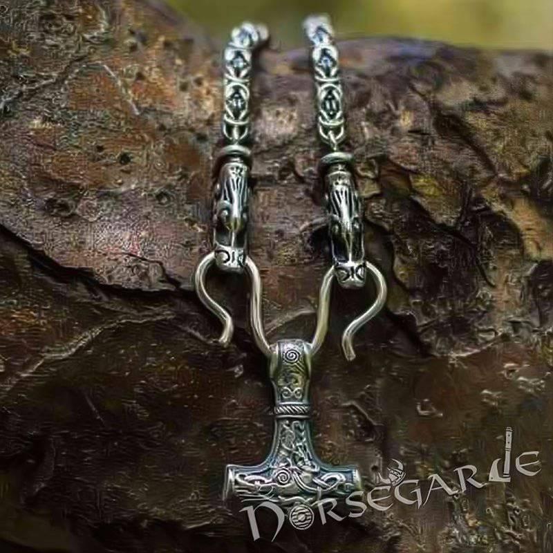 Handcrafted King's Chain with Mammen Mjölnir - Sterling Silver - Norsegarde
