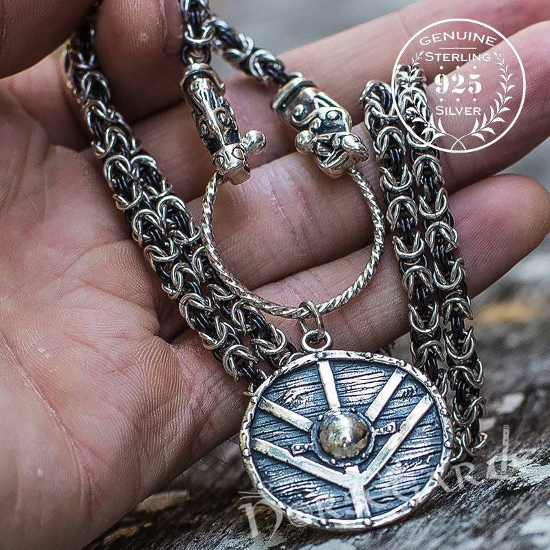 Viking King's Chain & Shield Pendant - STERLING SILVER Handmade ...