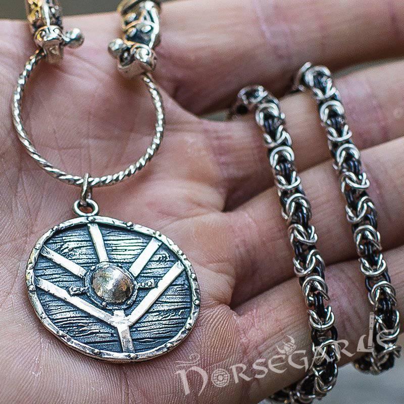 Handcrafted King's Chain with Shield Pendant - Sterling Silver - Norsegarde