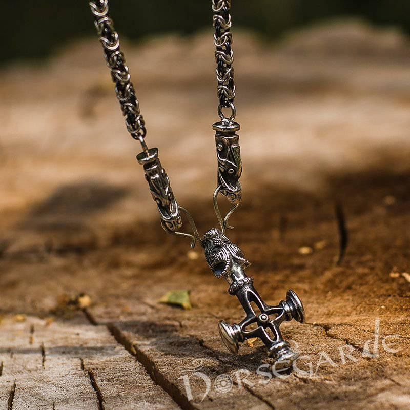 Handcrafted King's Chain with Wolf Celtic Cross - Sterling Silver - Norsegarde