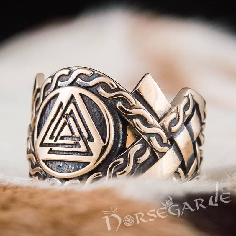 Handcrafted Knot Ornament Valknut Band - Bronze - Norsegarde