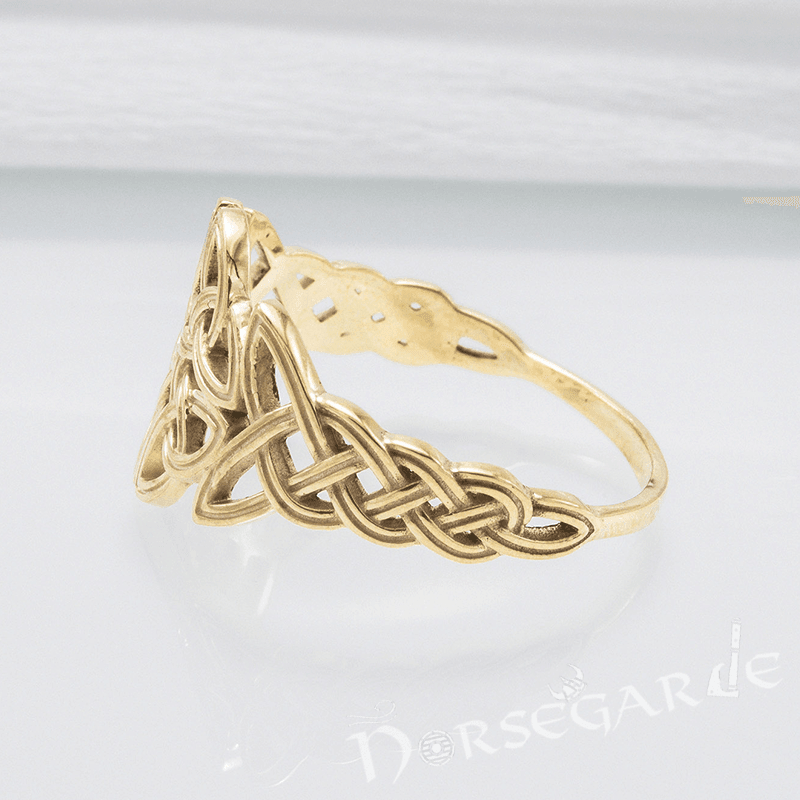 Handcrafted Large Celtic Knot Ring - Gold - Norsegarde