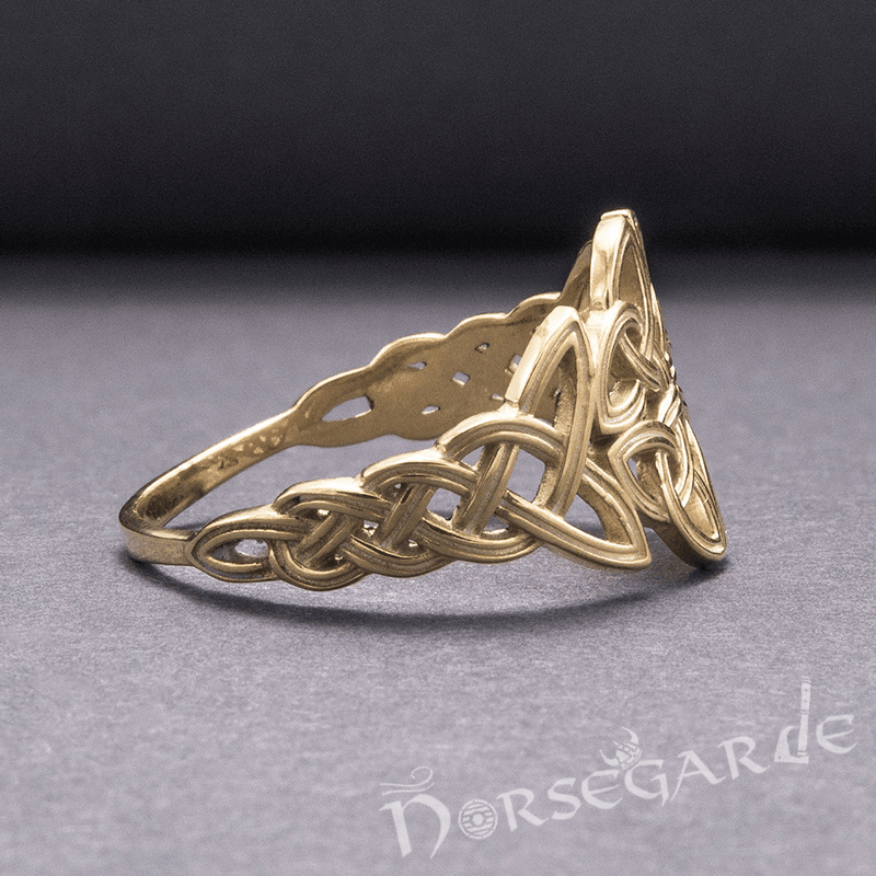 Handcrafted Large Celtic Knot Ring - Gold - Norsegarde