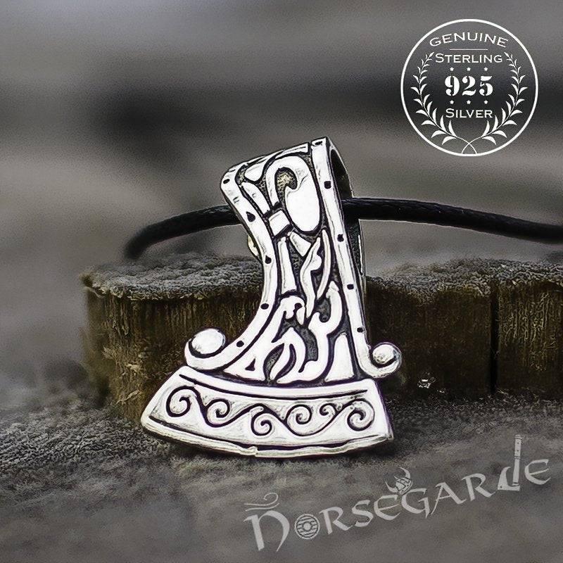Handcrafted Miniature Perun's Axe Pendant - Sterling Silver - Norsegarde