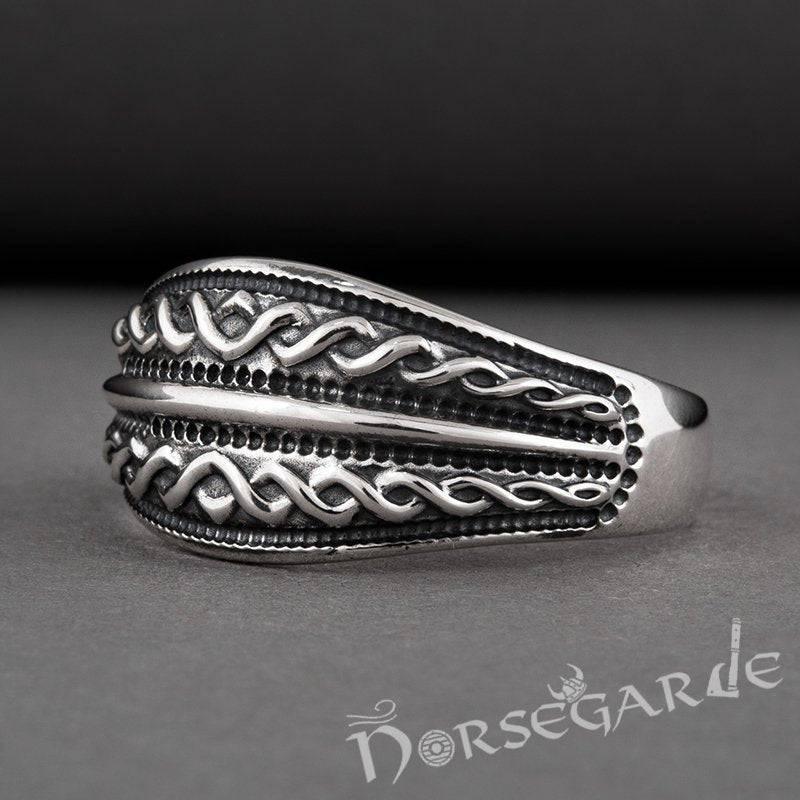 Handcrafted Norse Decoration Pattern Ring - Sterling Silver - Norsegarde