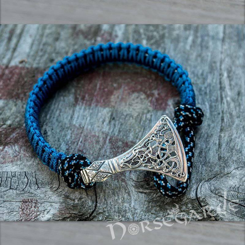 Handcrafted Ocean Paracord Bracelet with Axe Head - Sterling Silver - Norsegarde
