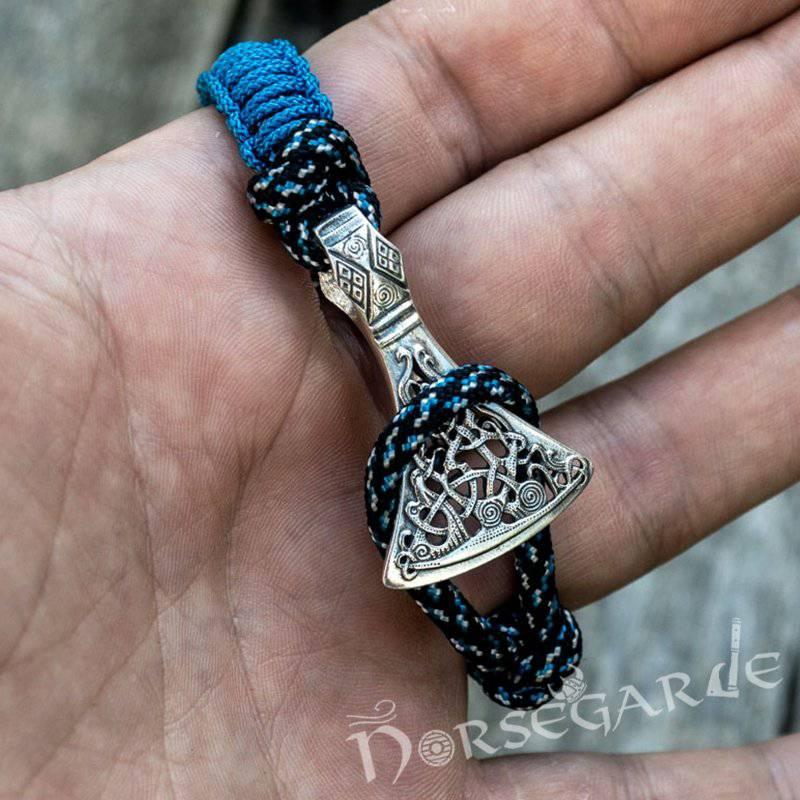 Handcrafted Ocean Paracord Bracelet with Axe Head - Sterling Silver - Norsegarde