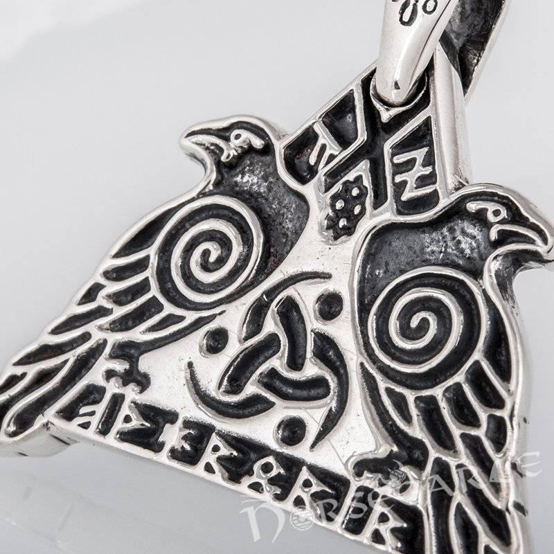 Handcrafted Odin's Ravens Pendant - Sterling Silver - Norsegarde