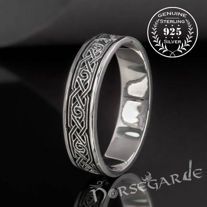 Handcrafted Ornamental Celtic Knot Band - Sterling Silver - Norsegarde