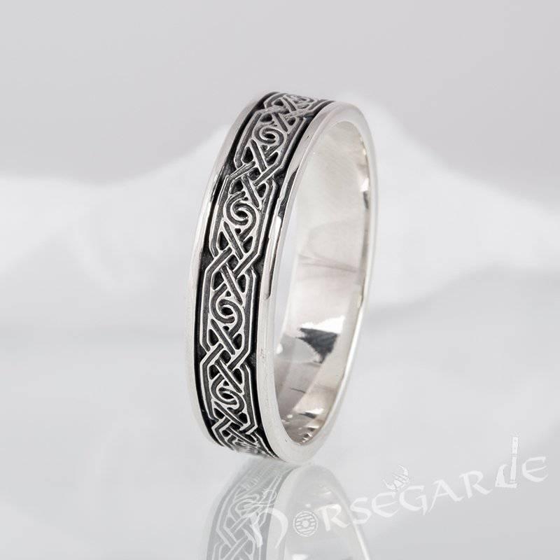 Handcrafted Ornamental Celtic Knot Band - Sterling Silver - Norsegarde