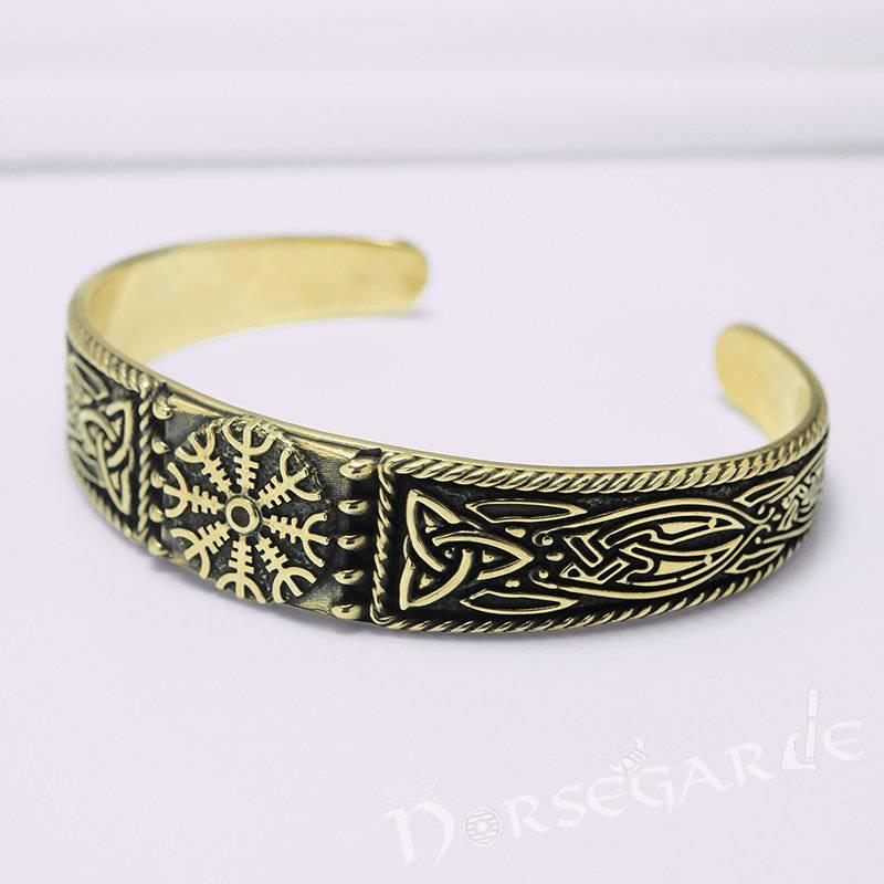 Handcrafted Ornamental Helm of Awe Arm Ring - Bronze - Norsegarde