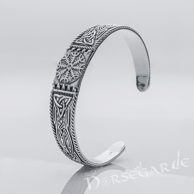 Handcrafted Ornamental Helm of Awe Arm Ring - Sterling Silver - Norsegarde