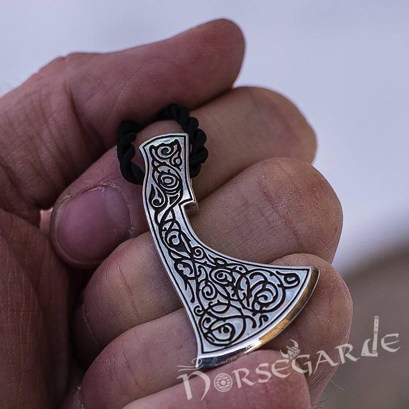 Handcrafted Ornamental Perun's Axe Pendant - Sterling Silver - Norsegarde
