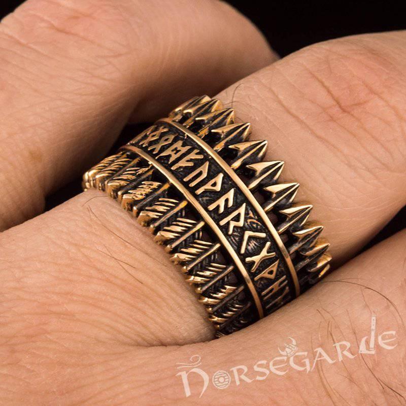 Handcrafted Piercing Arrows Runic Ring - Bronze - Norsegarde