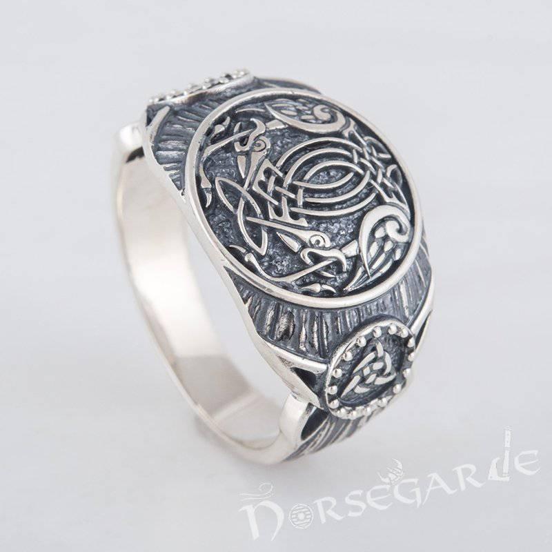 Handcrafted Ravens Druid Signet Ring - Sterling Silver - Norsegarde
