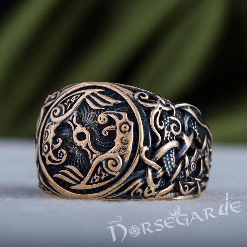 Handcrafted Ravens Mammen Style Ring - Bronze - Norsegarde