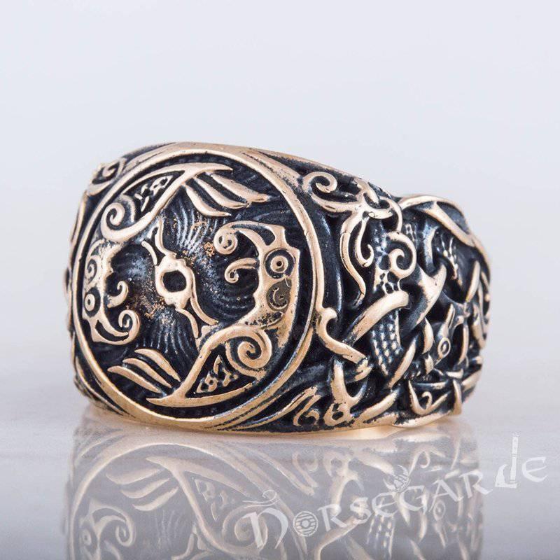 Handcrafted Ravens Mammen Style Ring - Bronze - Norsegarde