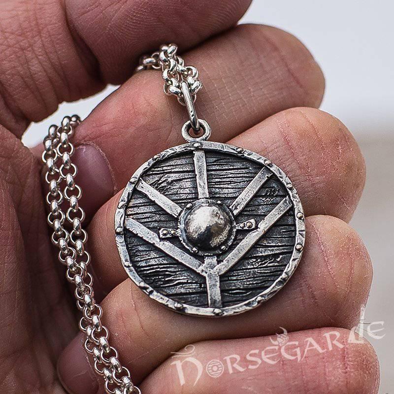 Handcrafted Reinforced Shield Pendant - Sterling Silver - Norsegarde