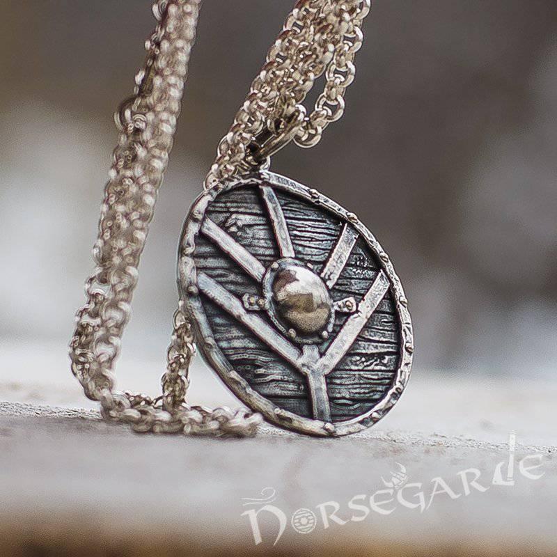 Handcrafted Reinforced Shield Pendant - Sterling Silver - Norsegarde