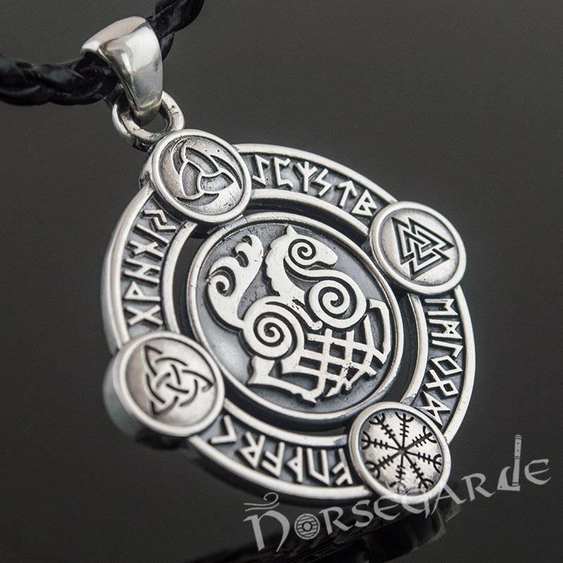 Handcrafted Rune Circle with Sleipnir - Sterling Silver - Norsegarde