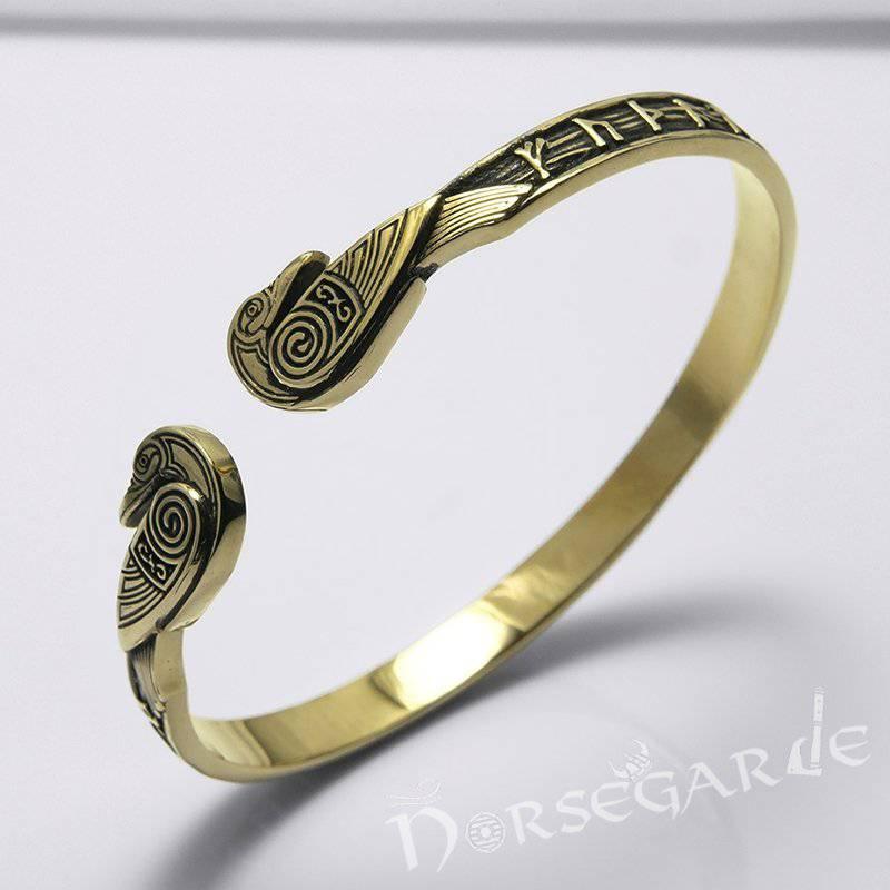 Handcrafted Runes and Ravens Arm Ring - Bronze - Norsegarde