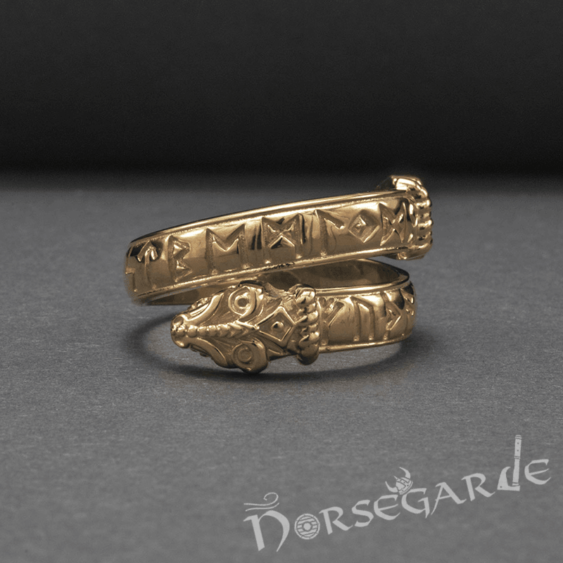 Handcrafted Runic Jormungandr Band - Gold - Norsegarde