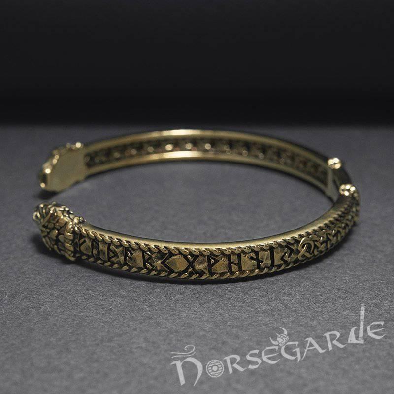 Handcrafted Runic Jormungandr Torc Bracelet - Bronze - Norsegarde