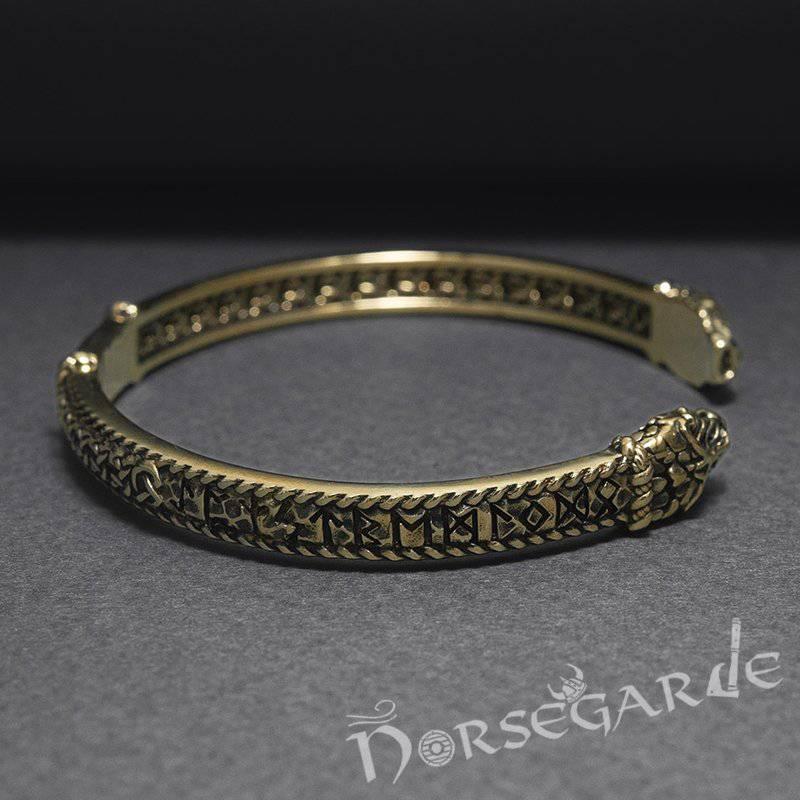 Handcrafted Runic Jormungandr Torc Bracelet - Bronze - Norsegarde
