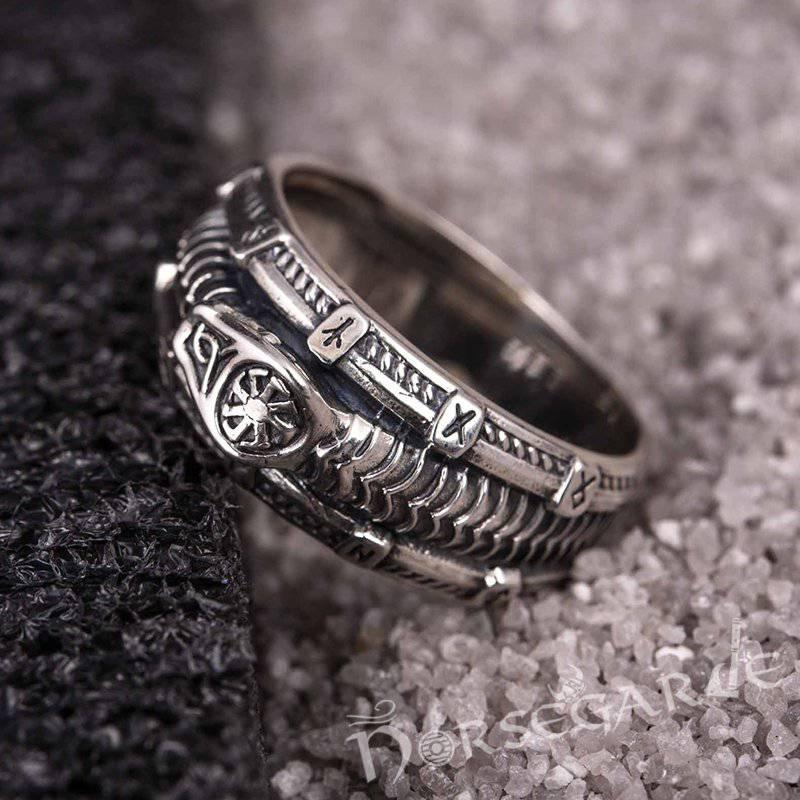 Handcrafted Runic Serpent Ouroboros Band - Sterling Silver - Norsegarde