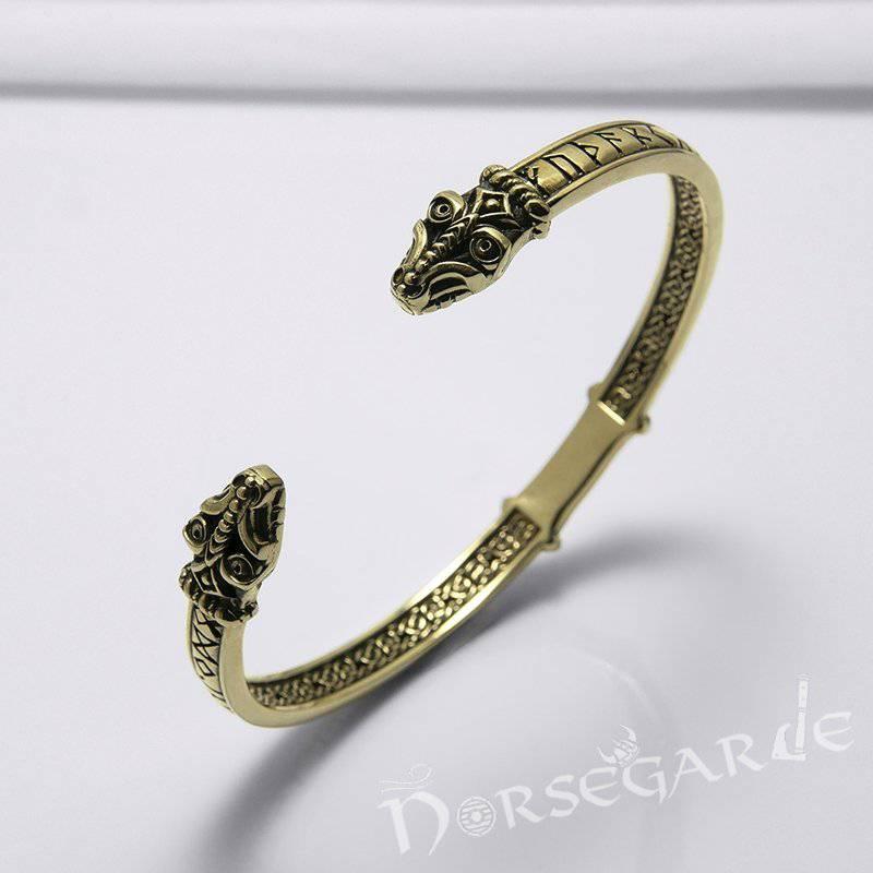Handcrafted Runic Serpent Torc Bracelet - Bronze - Norsegarde