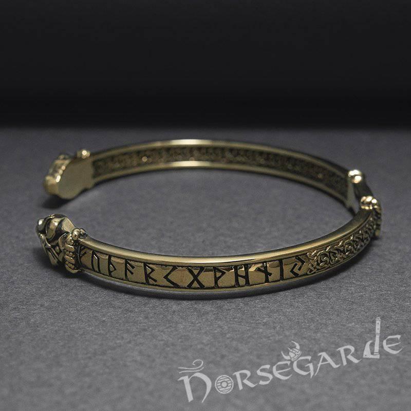 Handcrafted Runic Serpent Torc Bracelet - Bronze - Norsegarde