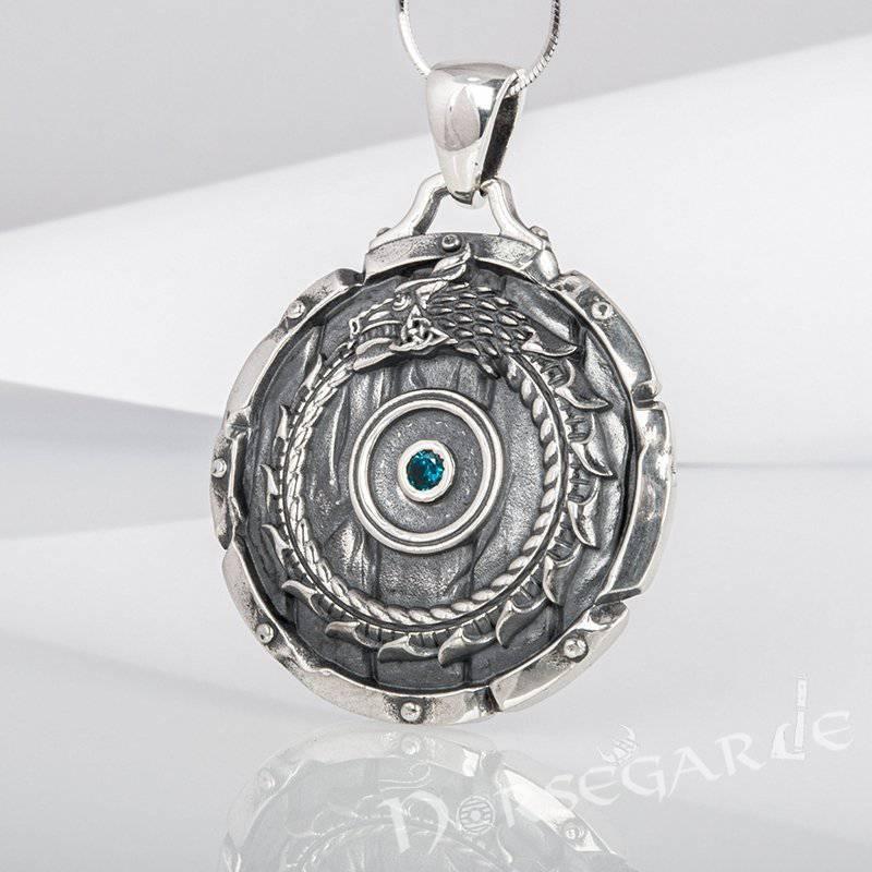 Handcrafted Serpent Shield Pendant - Sterling Silver - Norsegarde