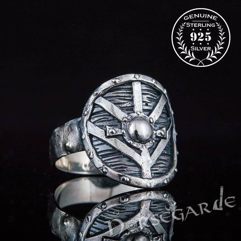 Handcrafted Shield Signet Ring - Sterling Silver - Norsegarde