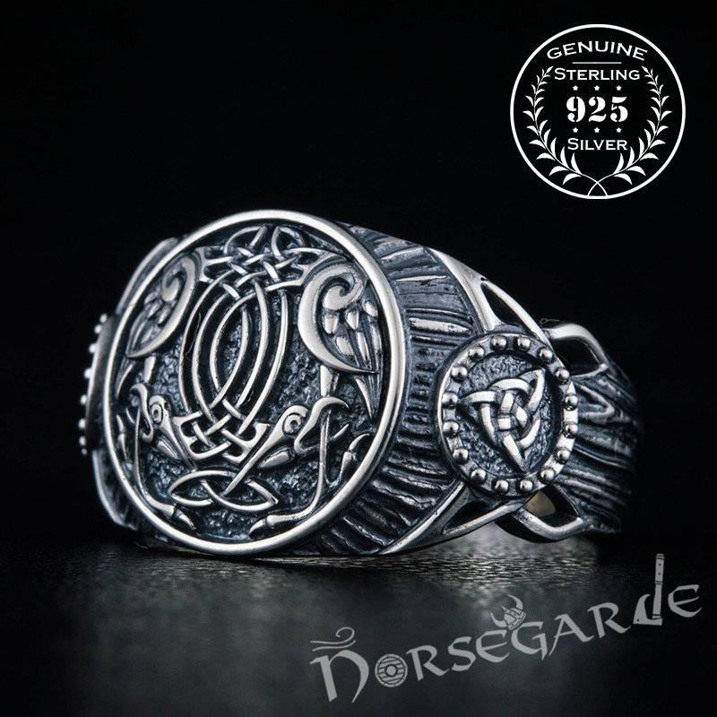 Handcrafted Sleipnir Druid Signet Ring - Sterling Silver - Norsegarde