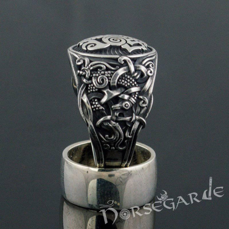 Handcrafted Sleipnir Mammen Style Ring - Sterling Silver - Norsegarde